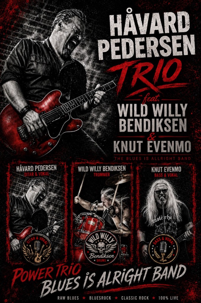Håvard Pedersen Trio feat. Wild Willy Bendiksen & Knut Evenmo — official 2026 campaign poster
